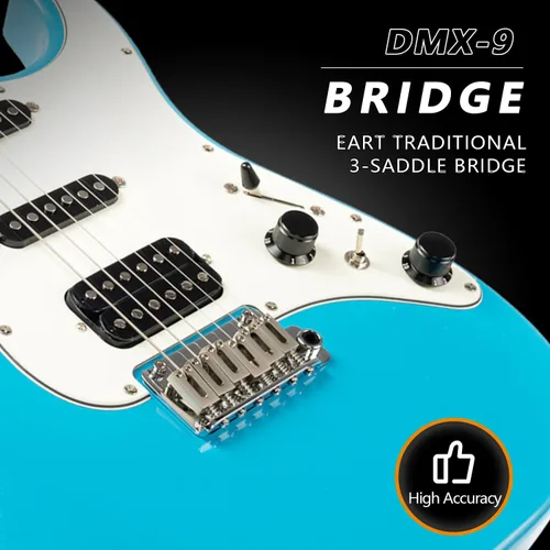 Miniatura 4 de EART Guitarra eléctrica DMX-9, puente de trémolo de 6 cuerdas, pastillas Humbucker, cuerpo sólido, guitarras con interruptor de 5 vías