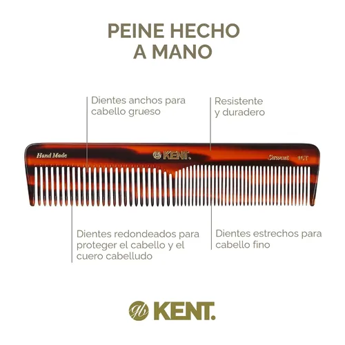 Miniatura 4 de Kent 16T Peine de dientes finos y anchos de tortuga para aseo diario, peine de peinado para todo tipo de cabello, peines desenredantes para cabello