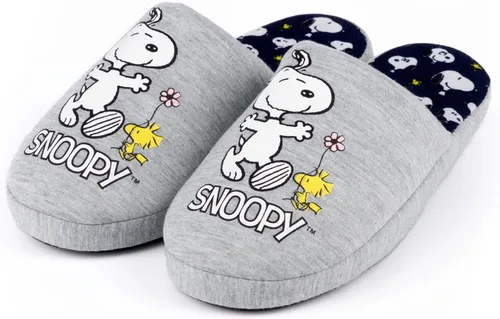 Miniatura 5 de PEANUTS Snoopy - Pantuflas para mujer en color gris marga, calzado de dibujos animados de Snoopy y Woodstock para mujer Zapatos de casa sin cordones