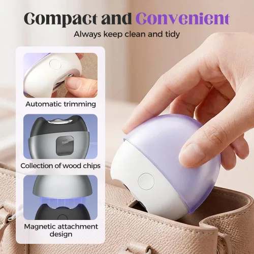 Miniatura 3 de Cortaúñas eléctrico automático 3 en 1, recortador de uñas con luz y almacenamiento de restos de uñas, cortaúñas eléctrico silencioso para adultos