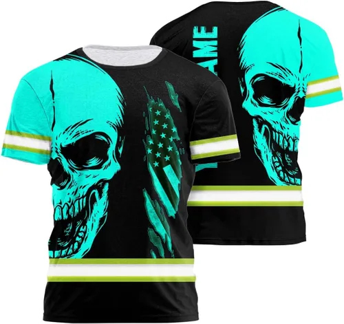 Miniatura 18 de Maddly Ropa de trabajo de seguridad con calavera de alta visibilidad con la bandera de EE. UU., nombre personalizado para trabajadores, corredores