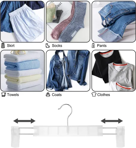 Miniatura 4 de GUANJUNE Perchas para pantalones, soportes ahorradores de espacio para faldas con ganchos giratorios de 360°, perchas ajustables, perchas