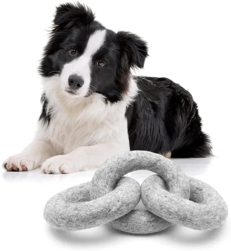 Miniatura 9 de Glaciart One Hueso masticable de lana de fieltro para perros (3 piezas) Juguete duradero para masticar perros, juguetes masticables para cachorros
