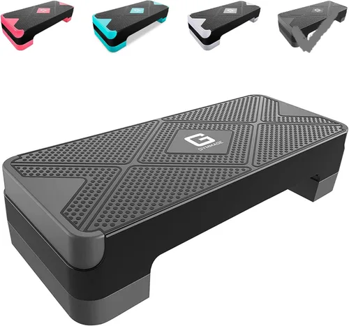 Miniatura 9 de GYMMAGE Stepper aeróbico de entrenamiento ajustable, plataforma de ejercicios aeróbicos con 2 elevadores, plataforma de ejercicios para fitness