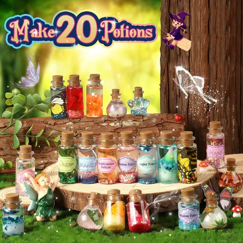 Miniatura 2 de wookidel Kit de manualidades mágicas de hadas para niños con 20 botellas de poción – Kit de manualidades para hacer pociones mágicas de hadas