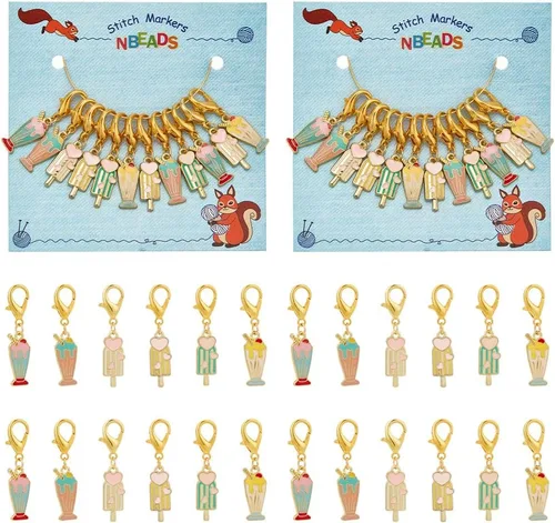 Miniatura 10 de NBEADS 10 marcadores de punto de pan, resina de ganchillo y aguacate, colgantes de puntada de ganchillo, dijes, bloqueo, regalo hecho a mano