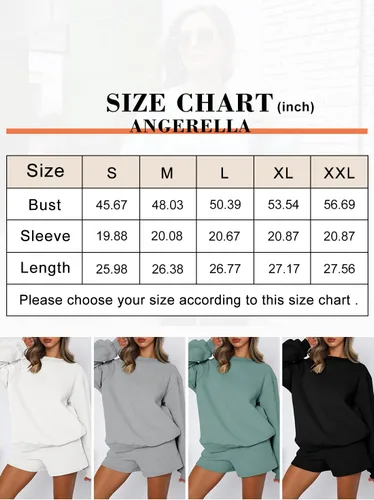 Miniatura 6 de Angerella Sudaderas de manga larga para mujer, estilo casual, cuello redondo, ajuste holgado, sudadera con capucha de forro polar para otoño