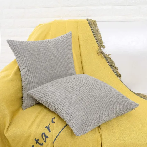 Miniatura 5 de HWY 50 Juego de 2 fundas de cojín de pana gris claro de 16 x 16 pulgadas, fundas decorativas suaves y sólidas para sofá, cama, sala de estar