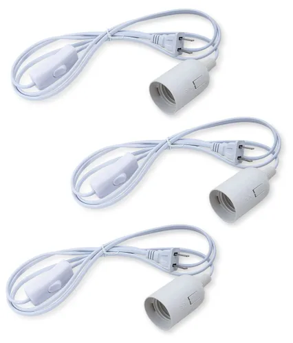 Miniatura 10 de HESSION Paquete de 2 luces colgantes enchufables de 15 pies, cable de extensión negro con interruptor de encendido/apagado en línea, enchufe E26 E27