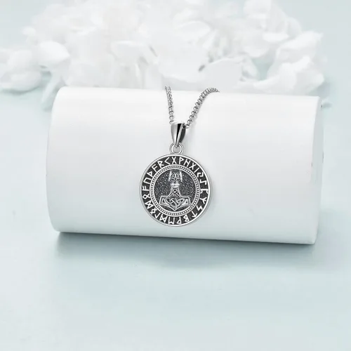 Miniatura 6 de VONALA Collar de Halloween de plata de ley con diseño de calavera pirata, martillo de Thor, collar de brújula para hombres, collar de urna