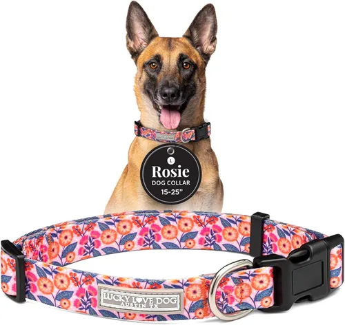 Miniatura 16 de Lucky Love Dog - Collar para perras pequeñas, diseño Blackbird de estampado alegre con flores de primavera y verano, talla XS