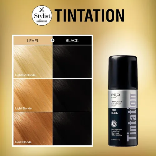Miniatura 3 de RED by Kiss Tintation Spray de color temporal para el cabello, cobertura instantánea de raíces grises, resistente al agua, a prueba de manchas, Negro