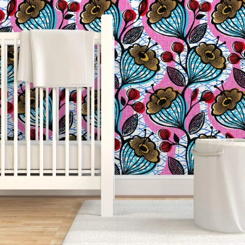 Miniatura 6 de Muestras de papel tapiz para despegar y pegar, impresiones florales africanas, flores, arte étnico de África, inspirado en Memphis, impresión