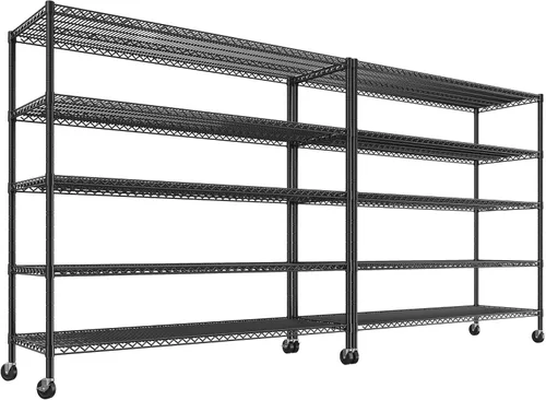 Miniatura 13 de REIBII Estantes de almacenamiento de 60" de ancho 2399LBS con ruedas Estantería de alambre para garaje Estantes de metal resistentes