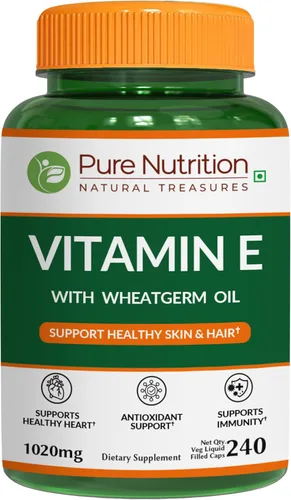 Miniatura 8 de Pure Nutrition Vitamina E con aceite de germen de trigo, 1020 mg 120 cápsulas Fuente natural de vitamina E Suplemento para el cabello