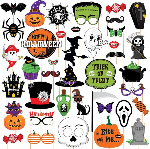 Miniatura 12 de KatchOn, Juego de accesorios de Halloween, paquete de 35 Accesorio de cabina de fotos del Día de los Muertos para decoraciones de fiesta mexicana