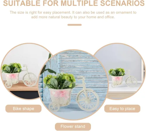 Miniatura 5 de STOBOK Soporte para plantas de bicicleta, soporte de flores artificiales en forma de bicicleta para escritorio, hogar, oficina, decoración, estante