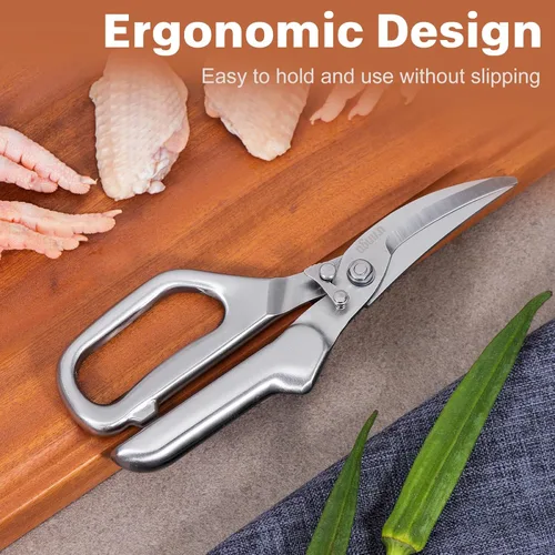 Miniatura 7 de LIVINGO Tijeras de cocina - Tijeras de aves de corral resistentes de corte afilado para huesos de pollo, carne, vegetales, multiusos de acero