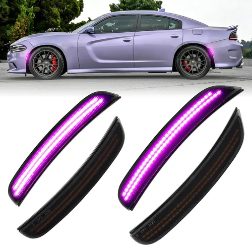 Miniatura 14 de luces LED blancas de señalización lateral para Dodge Charger 2015-2024, luces de parachoques delanteras y traseras con lente ahumada, faros Blanco