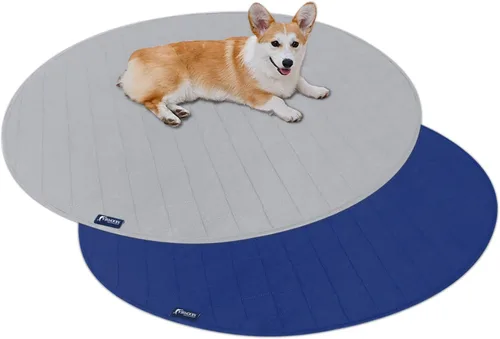 Miniatura 9 de Paquete de 2 almohadillas lavables para orina de perros, impermeables, redondas, de 48 pulgadas, almohadillas reutilizables para orina, almohadillas