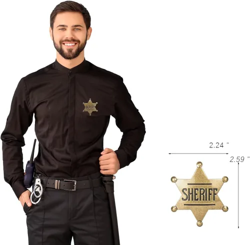 Miniatura 2 de Insignias de sheriff de metal para niños y adultos, insignia de chaleco de policía occidental, insignia del sheriff adjunto, insignia de decoración