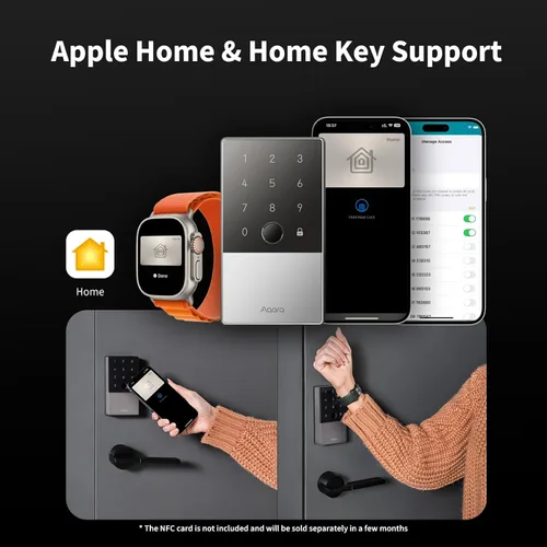 Miniatura 3 de Aqara Smart Lock U100, cerradura inteligente sin llave con huella dactilar para puerta con Apple Home Key, teclado táctil, cerrojo electrónico