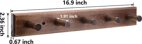 Miniatura 2 de Percha de madera para sombreros, perchero de baño, ganchos de madera para colgar abrigos, toallas, bolsos, batas
