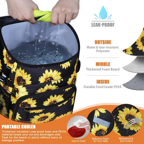 Miniatura 3 de Mochila enfriadora aislada a prueba de fugas, impermeable, mochila enfriadora de 30/45 latas, gran capacidad, ligera, para viajes, camping, playa