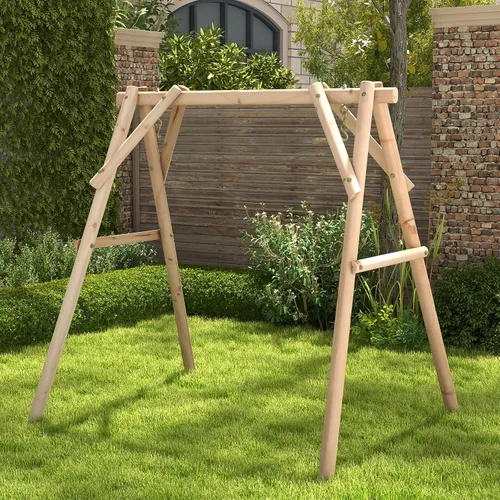 Miniatura 2 de Tangkula Marco de columpio de porche de 770 libras, soporte de columpio de madera resistente con barras reforzadas, marco de columpio de madera