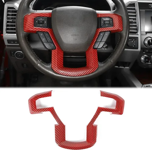 Miniatura 10 de Linskip Moldura para volante compatible con Ford F150 2015-2020 y F250 F350 Super Duty 2017-2022, para Ford Expedition 2018-2021, funda para Negro