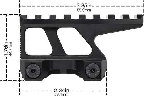 Miniatura 4 de 2.91 "Red Dot Sight Riser Mount para EO Sight, Tactical Optic Scope Riser Mount 8 ranuras Picatinny, apto para riel Weaver/Picatinny de 0.787 in