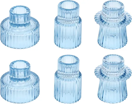 Miniatura 29 de Vixdonos Juego de 3 portavelas de cristal rosa para velas cónicas, velas de pilar y velas de candelita