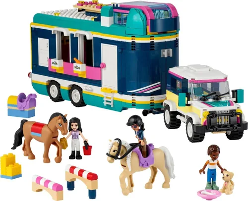 Miniatura 4 de LEGO Friends Remolque de Espectáculo Ecuestre 41722, juguete de caballo para niñas y niños de 8 años en adelante con 2 caballos, coche SUV