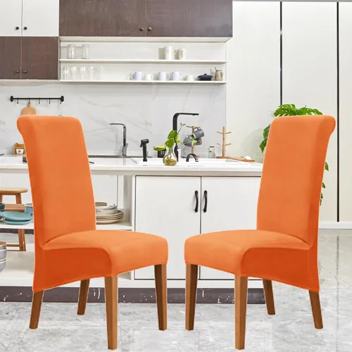 Miniatura 2 de Stretch Velvet Dining Chair Slipcovers Solid Color Armless Chair Cover with Elastic Bottom for Dining Room Kitchen Banquet (Blue, Set of 2)