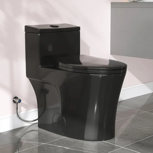 Miniatura 13 de HOROW T0338WG Inodoro de una pieza con botón dorado, inodoro alargado con asiento de comodidad, altura para silla ADA 17.3", descarga doble 0.8/1.28