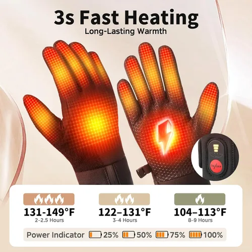 Miniatura 2 de Guantes térmicos mejorados para hombres y mujeres, guantes finos y recargables con calefacción, compatibles con pantalla táctil, carga rápida, larga