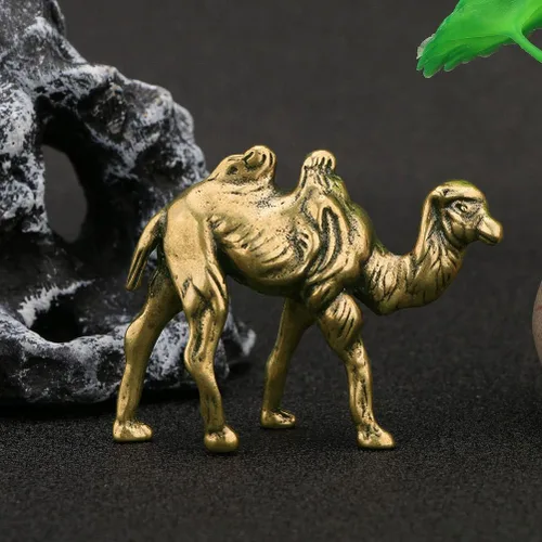 Miniatura 5 de Garneck Decoración de mesa de camello de latón Escultura de camello de cobre, figura de camello de latón, escultura de animales de latón, riqueza