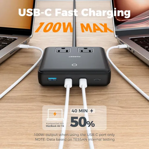 Miniatura 2 de Estación de carga TESSAN PD 100W para múltiples dispositivos, bloque de cargador USB C 6-en-1 compatible con iPhone 17/16, MacBook, base de carga