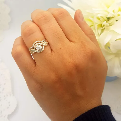 Miniatura 4 de Dazzlingrock Collection Anillo de compromiso de oro de 10 quilates con diamantes redondos de 0,40 quilates (quilates)