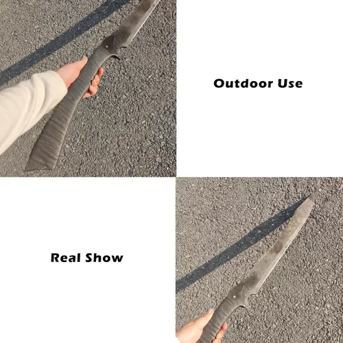 Miniatura 6 de Espada machete de acero al manganeso de espiga completa hecha a mano de 34.6 pulgadas con funda para práctica, uso al aire libre