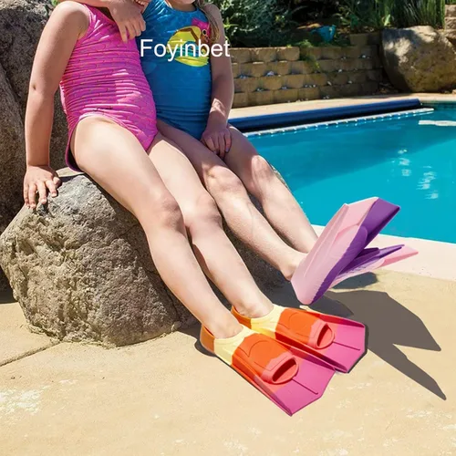 Miniatura 19 de Aletas de natación para niños, aletas cortas para niños y jóvenes, aletas de natación para entrenamiento de natación para niños, niñas, niños
