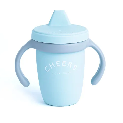 Taza de silicona Bella Tunno, taza de entrenamiento con asas de transición para bebés, niños pequeños y niños, bebés de 6 a 12 meses y niños