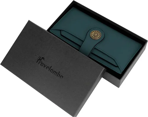 Miniatura 7 de Travelambo Cartera de mano de cuero genuino encerado de gran capacidad para mujer con bloqueo RFID