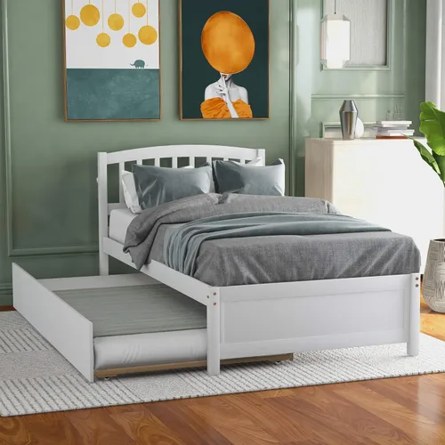 Miniatura 19 de Marco de cama moderno de madera maciza con cajones, plataforma de cama con soporte de listones de madera, no necesita somier, tamaño individual