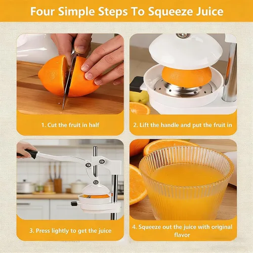 Miniatura 6 de Exprimidor manual de hierro fundido, máquina de prensa manual de exprimidor de cítricos, exprimidor de naranja limón de acero inoxidable resistente