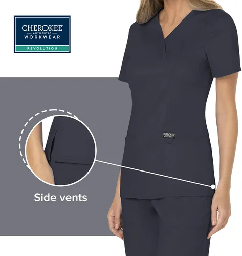 Miniatura 4 de Workwear Revolution WW610 - Ropa quirúrgica con estilo cruzado falso para mujer, elástica, suave y de fácil cuidado