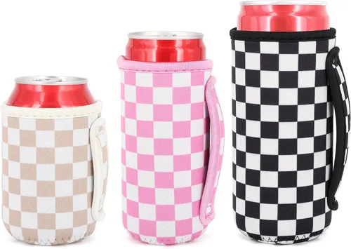 Miniatura 44 de 3 Pack de fundas aisladas reutilizables de neopreno con asa para soda, bebida energética, refresco, cerveza, seltzer duro, fundas para latas de 12