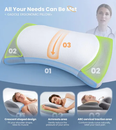 Miniatura 2 de Elevate Sleeping - Almohada cervical cervical para aliviar el dolor, almohada de espuma viscoelástica para restaurar la columna vertebral saludable