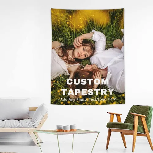 Miniatura 18 de AXKEUDO Regalos para la familia, tapiz personalizado con cualquier foto, telón de fondo para colgar en la pared como arte de pared, recuerdos Diseño