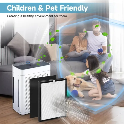 Miniatura 7 de Paquete de 2 filtros de repuesto K2 compatibles con el purificador de aire LUNINO K2, filtros de doble cara para el hogar y habitación grande